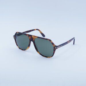 Tom Ford Hayes FT0934 53N Sunglasses Havana Aviator Frame, Green Lenses